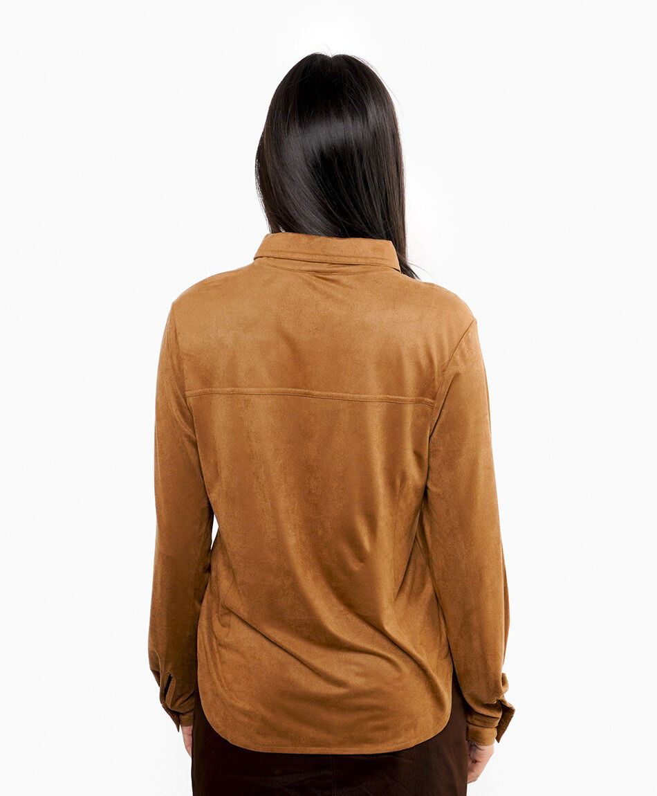 Blusa mujer minimalista camel