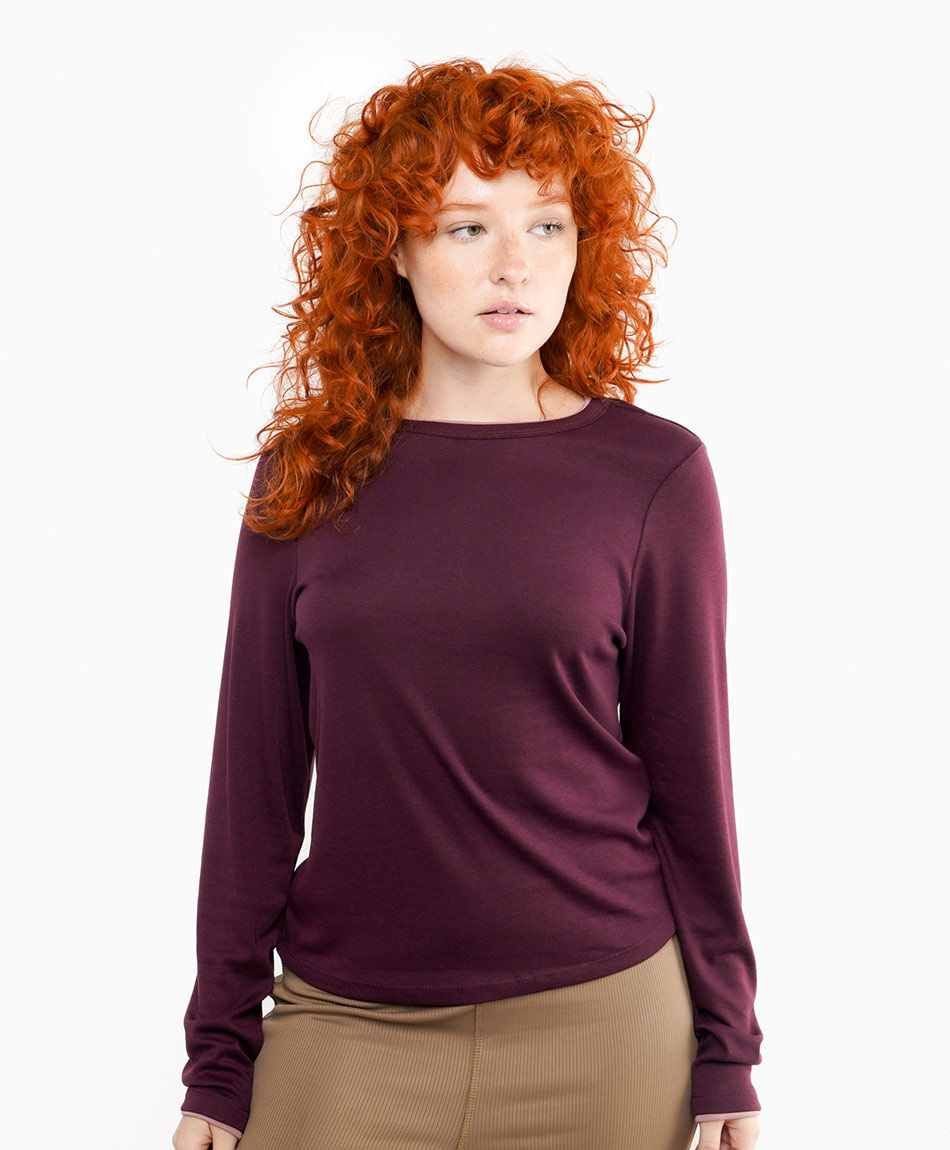 Polera mujer manga larga lisa