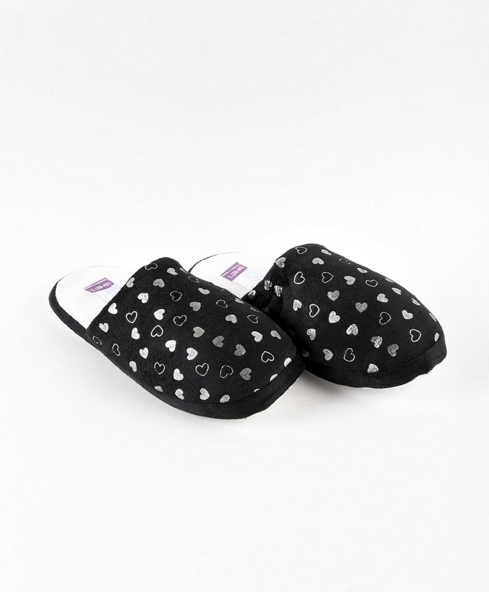 Pantufla mujer corazones plateados Pantufla mujer corazones plateados