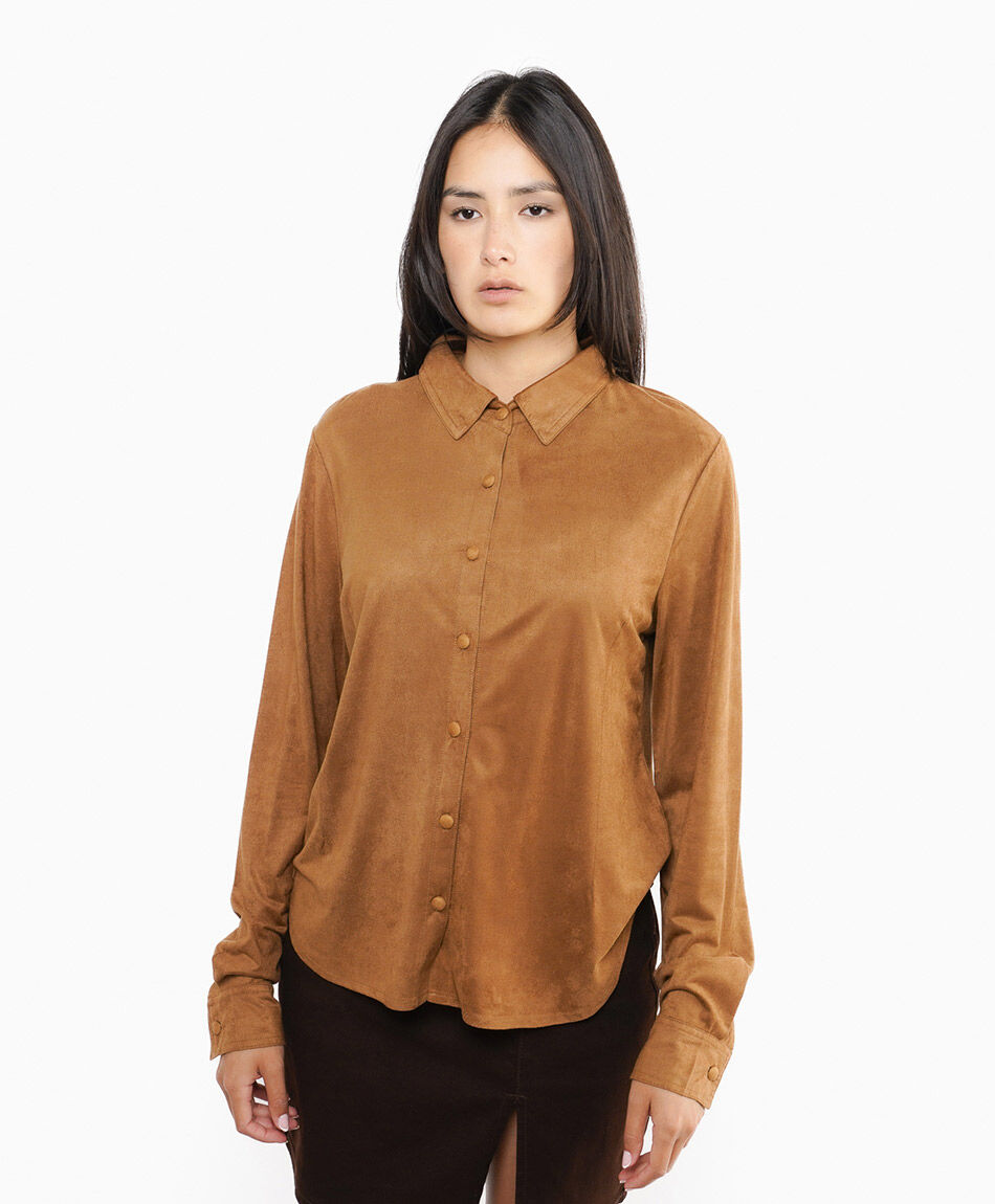 Blusa mujer minimalista camel