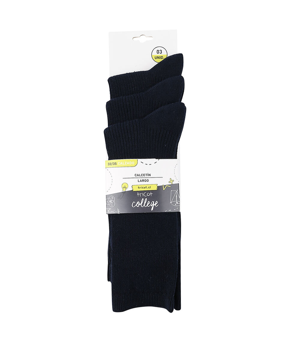 Pack 3 calcetines escolar azul navy