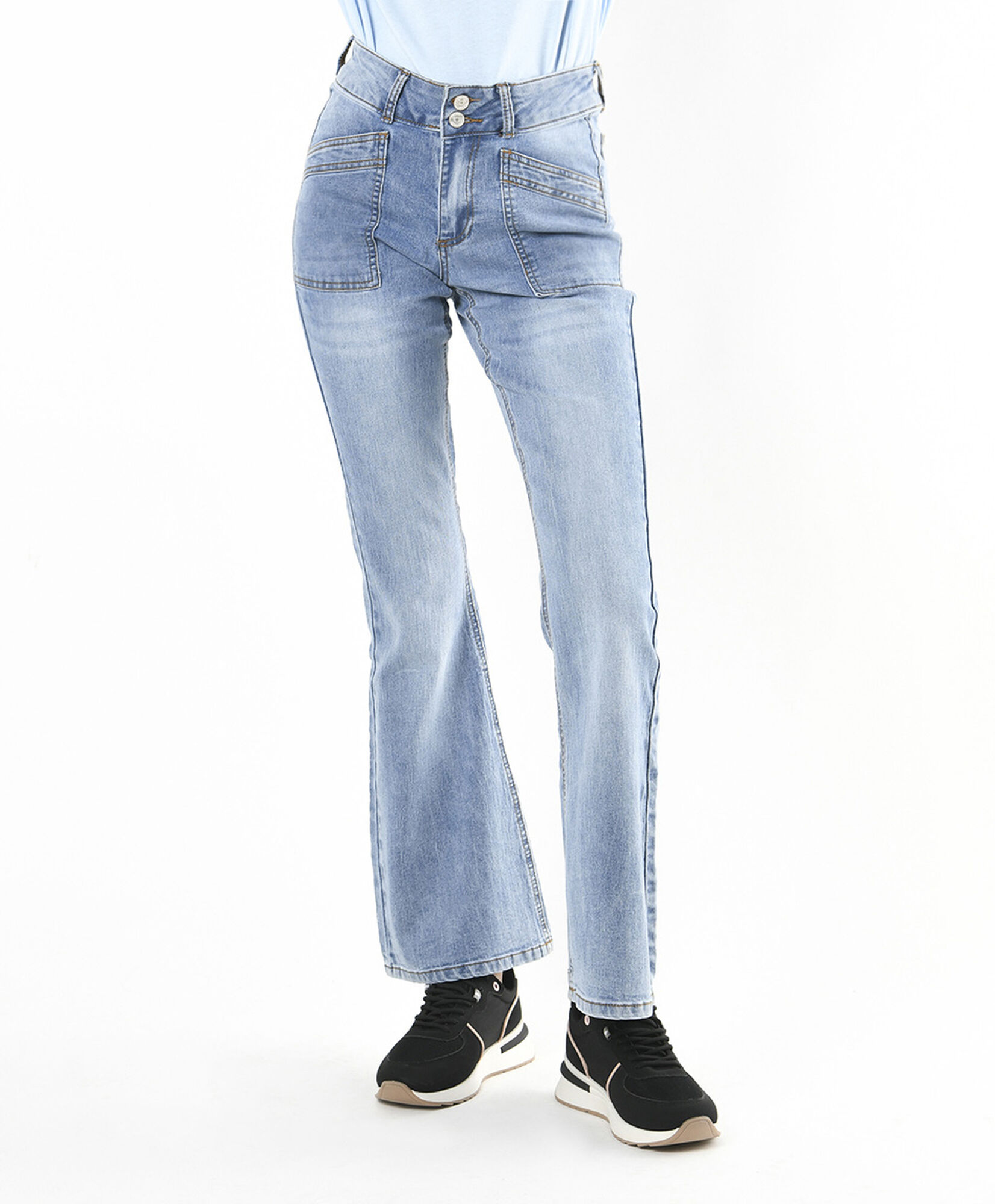 Jeans mujer bolsillo diagonal flare Jeans mujer bolsillo diagonal flare