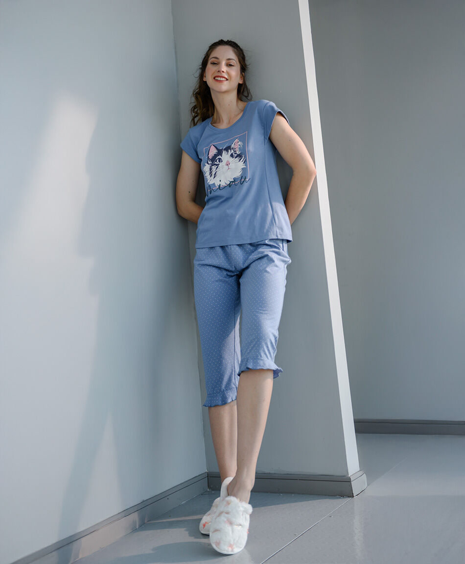 Pijama mujer capri gatito