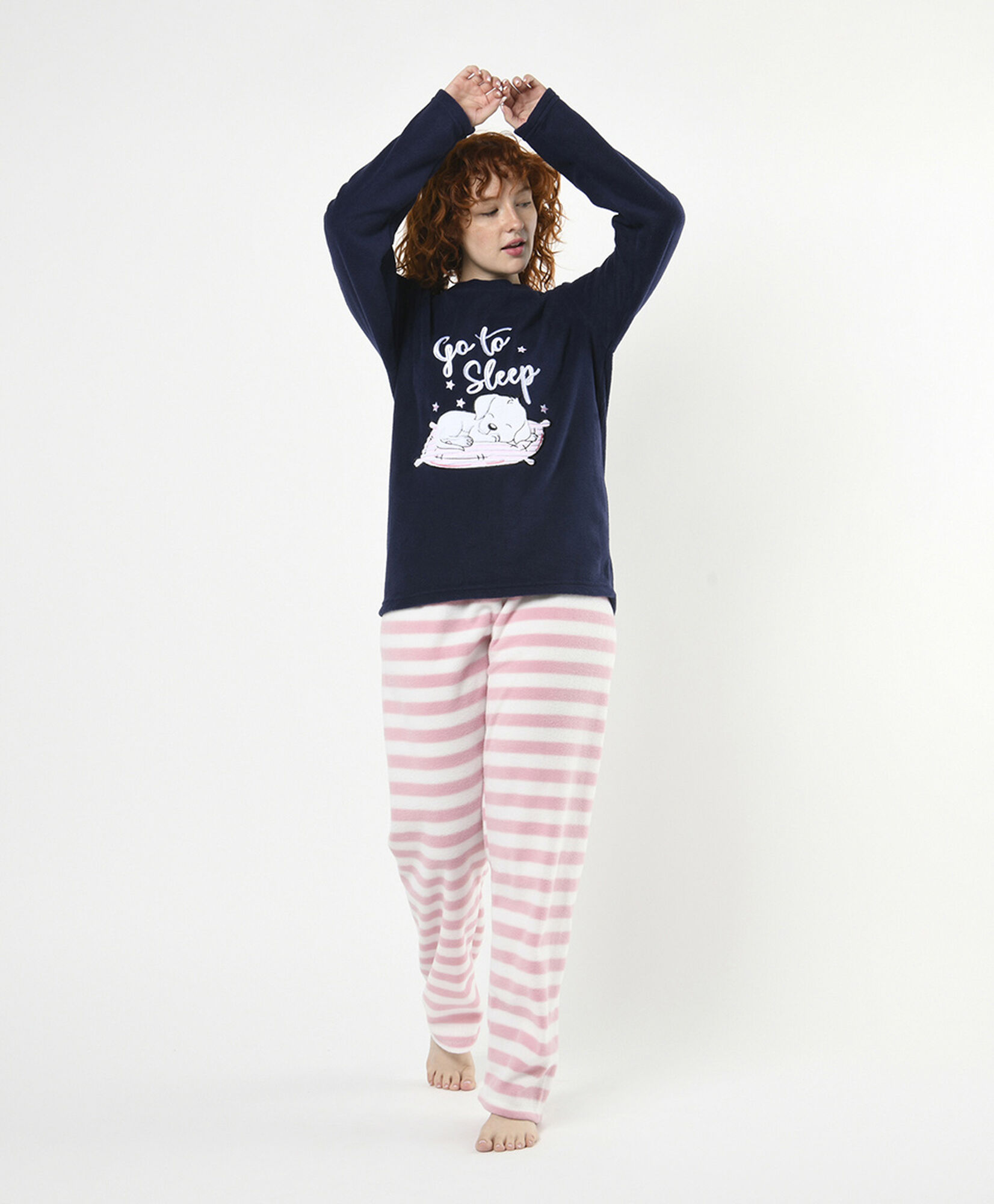 Pijama mujer perrito y líneas Pijama mujer perrito y líneas