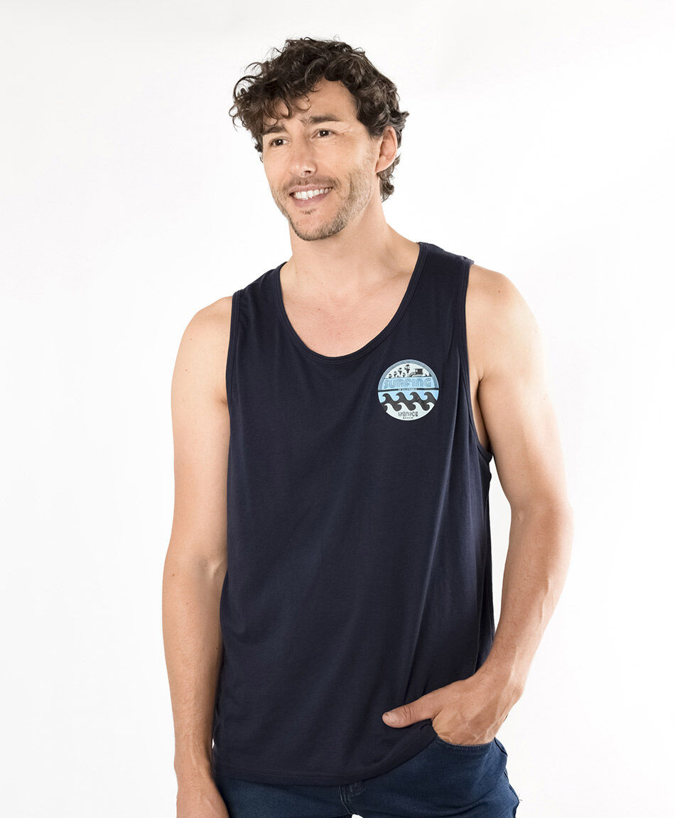 Polera hombre olas sin mangas