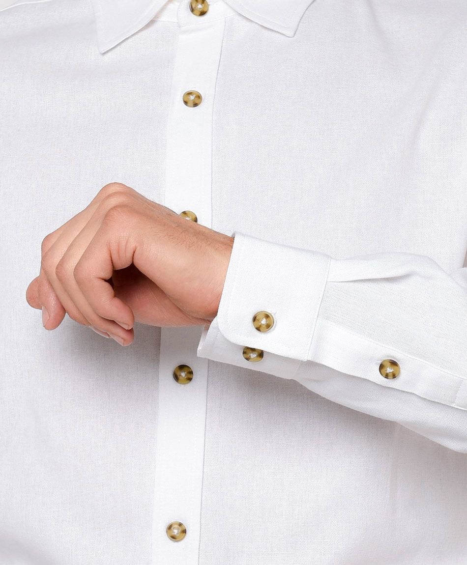 Camisa hombre lino blanca
