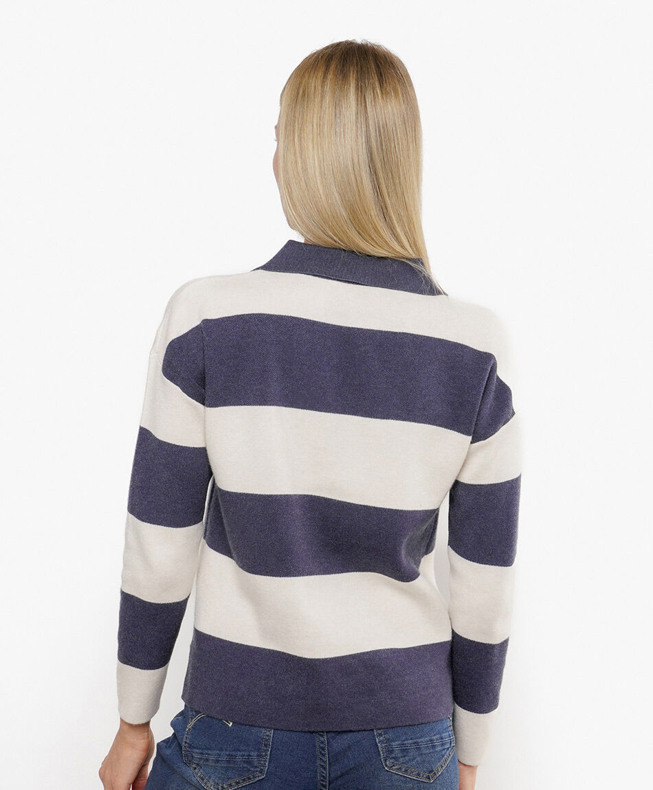 Sweater mujer rayas bicolor polo