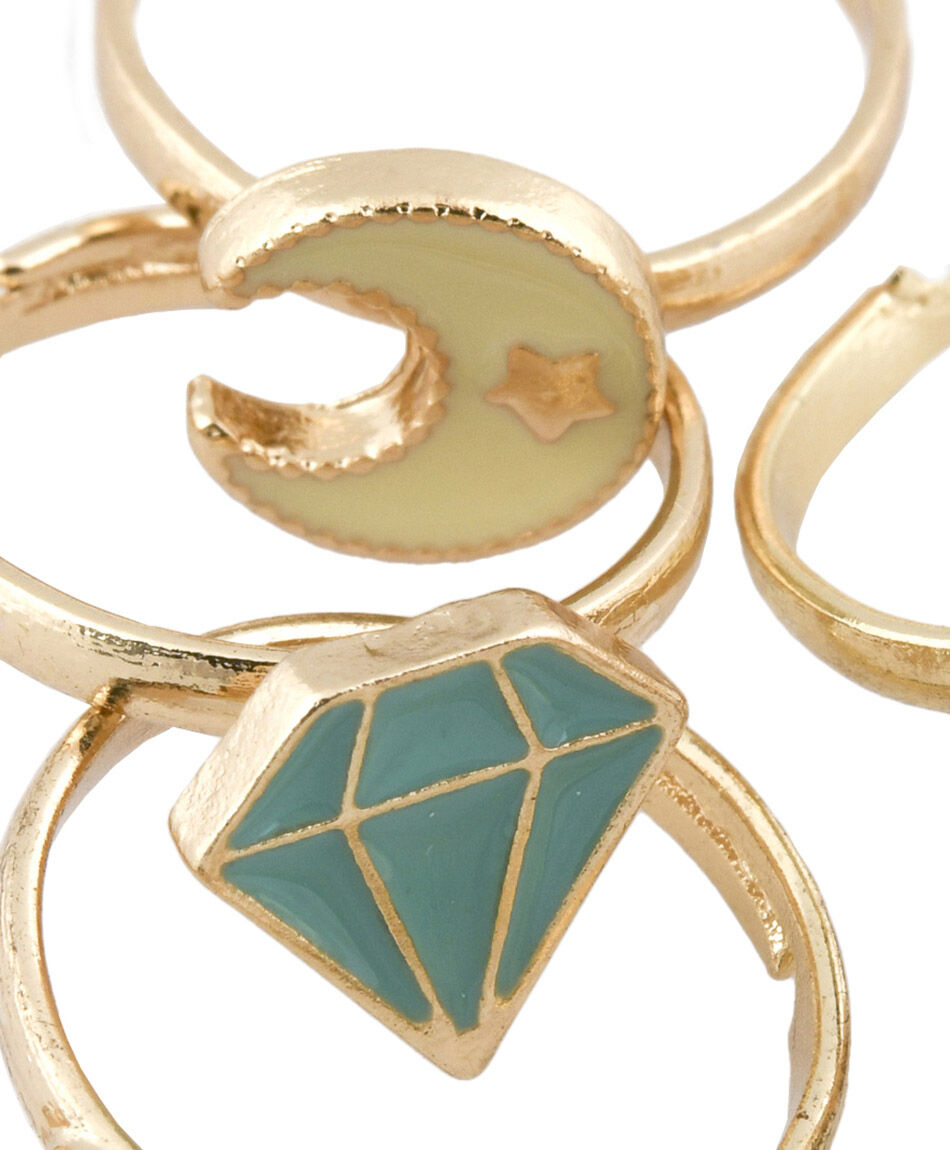 Set anillos dorados 5 piezas