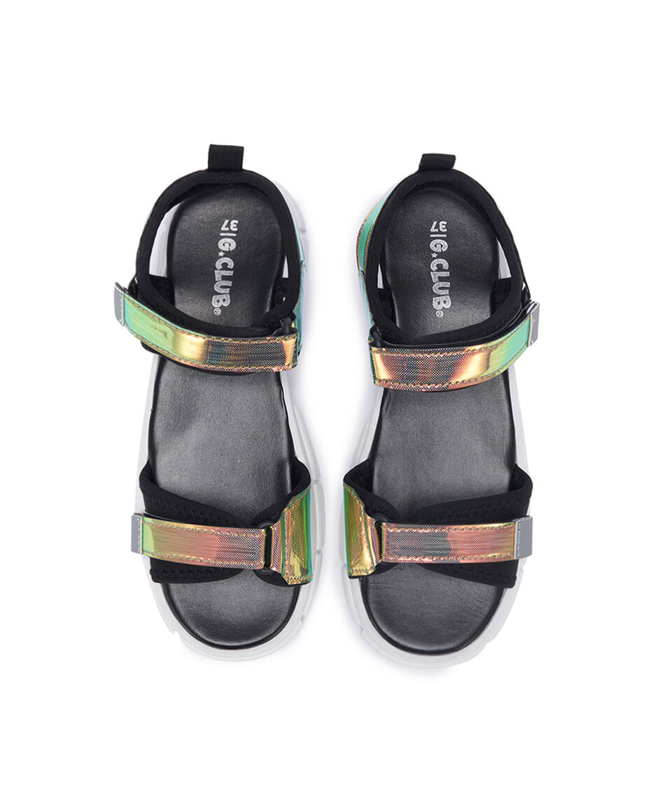 Sandalia infantil (32 a 37) chunky hologr&aacute;fica