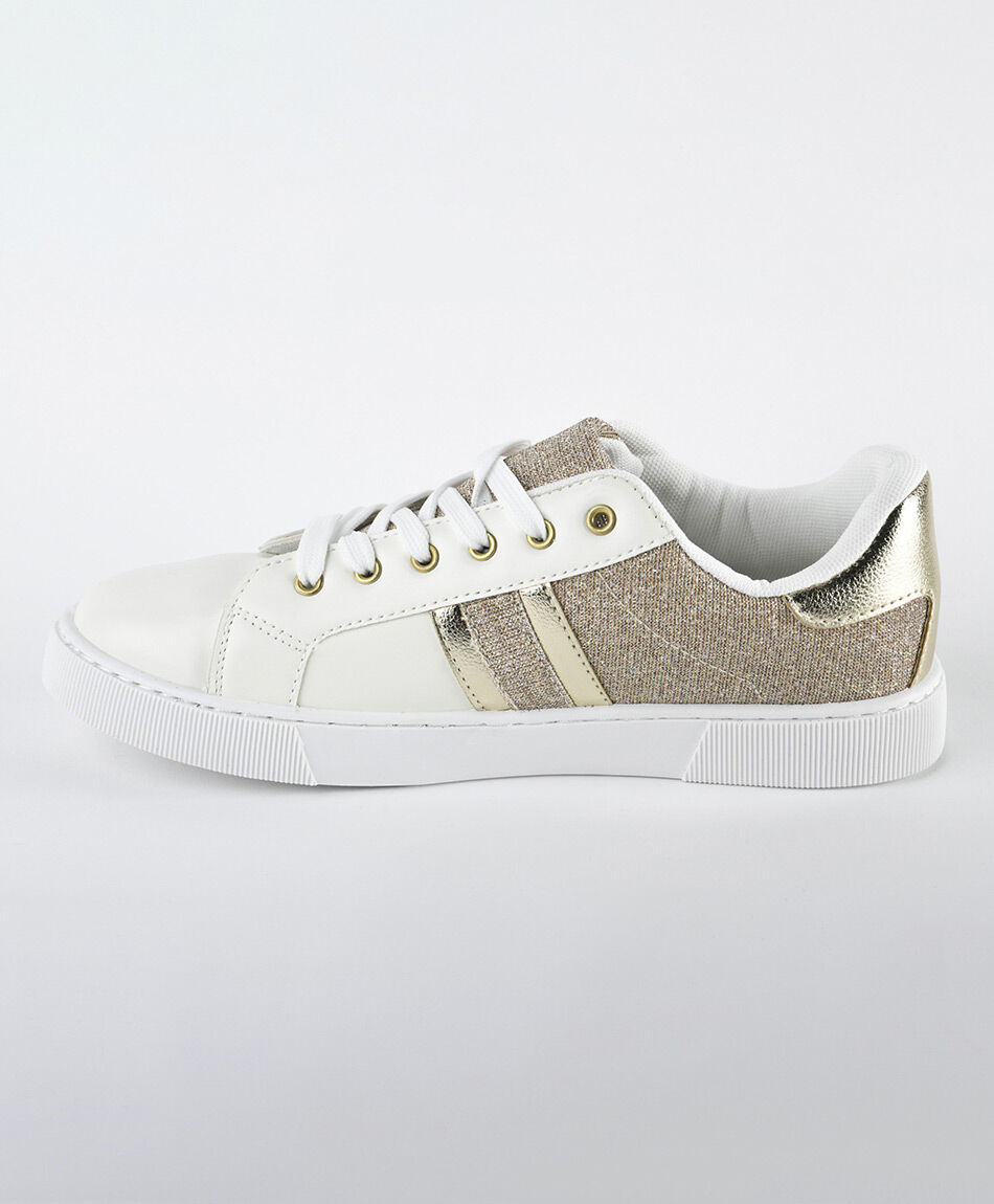 Zapatilla mujer bicolor brillos