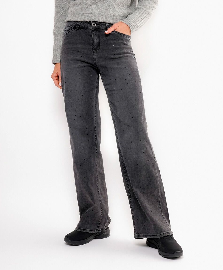 Jeans mujer brillos negros&nbsp;