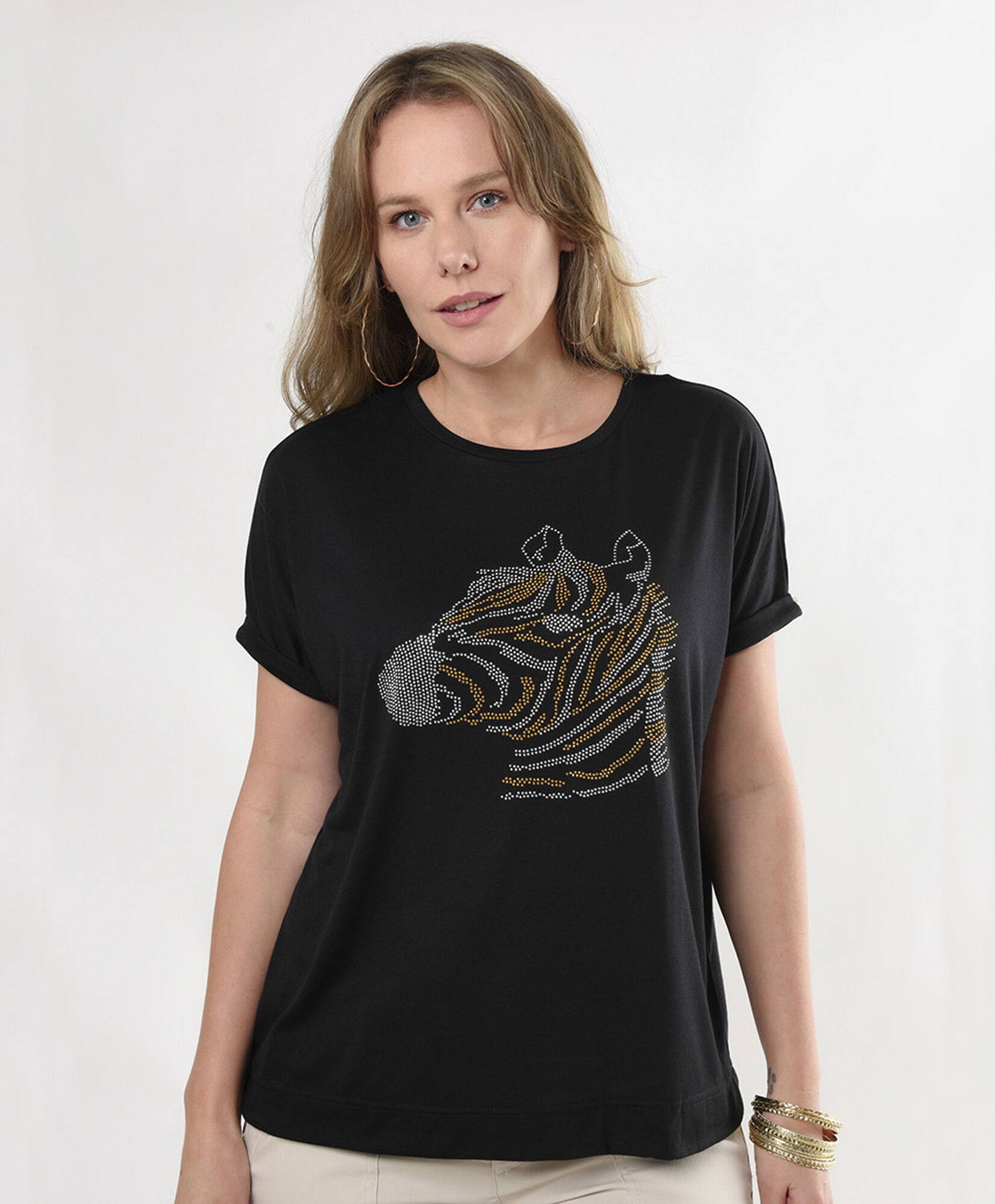 Polera mujer estampado cebra brillante Polera mujer estampado cebra brillante