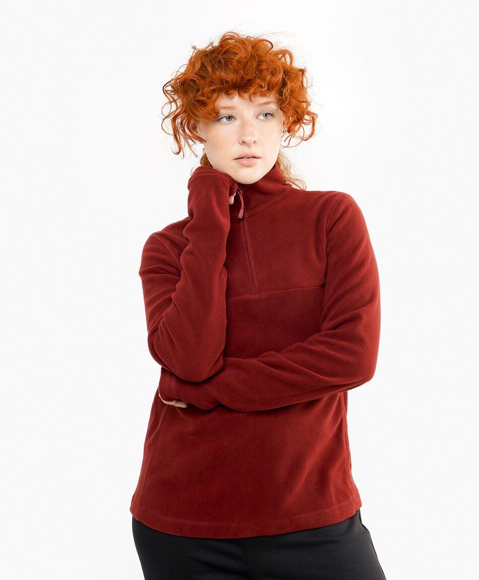 Polar mujer cierre medio rojo