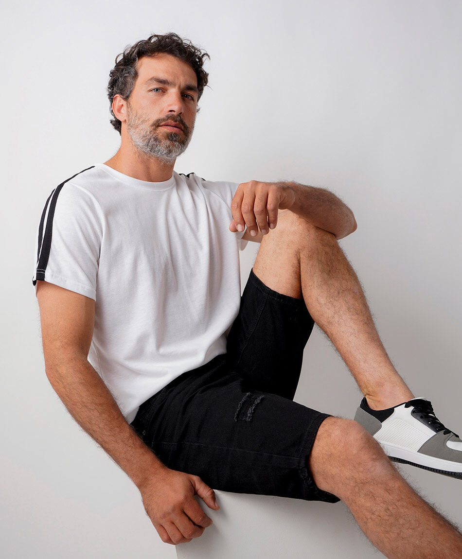Bermuda hombre denim destroy negra