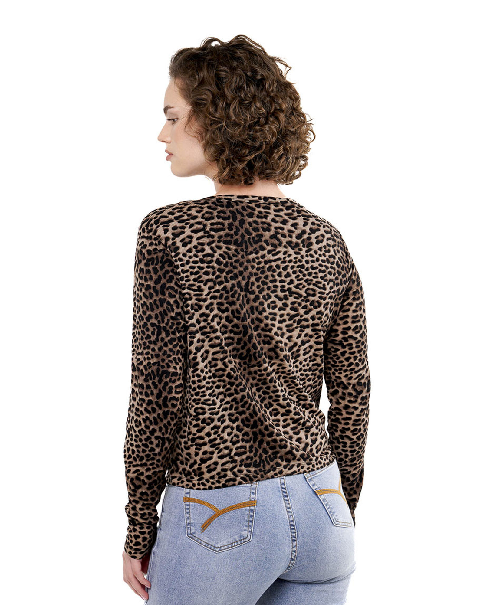 Polera mujer animal print botones Polera mujer animal print botones
