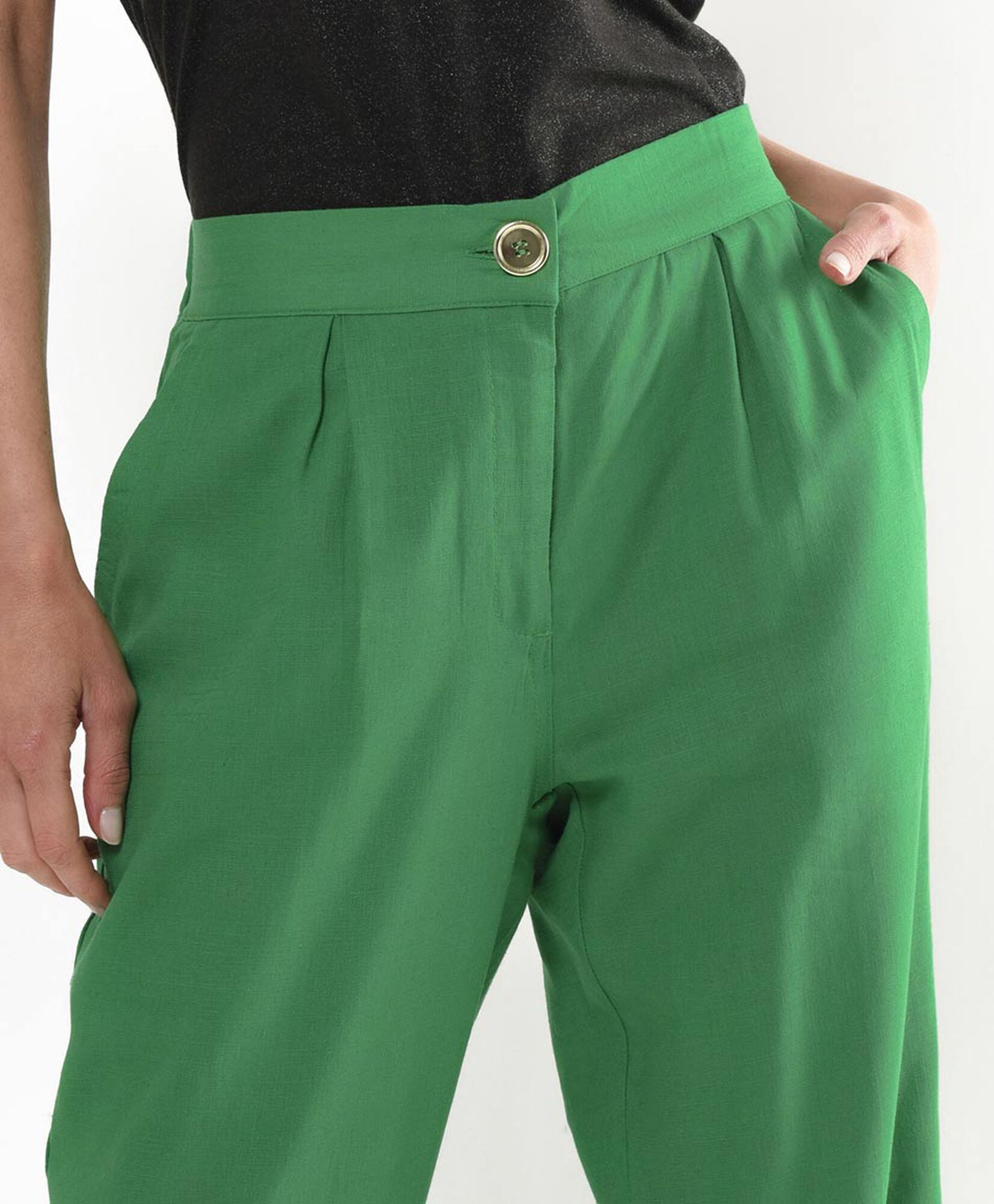 Pantalón mujer lino verde Pantalón mujer lino verde