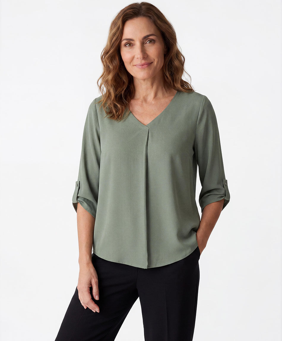 Blusa mujer cuello v broches