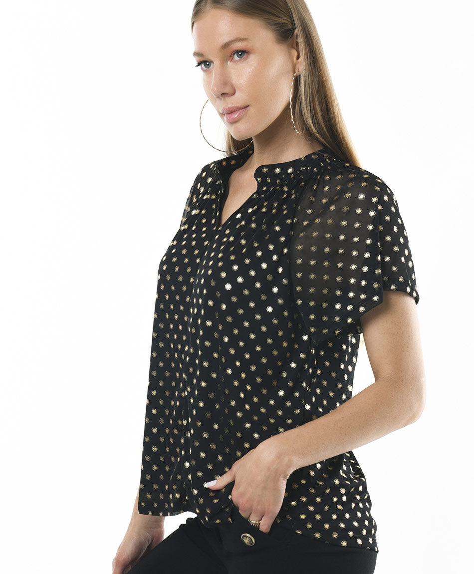 Polera mujer doble lunares