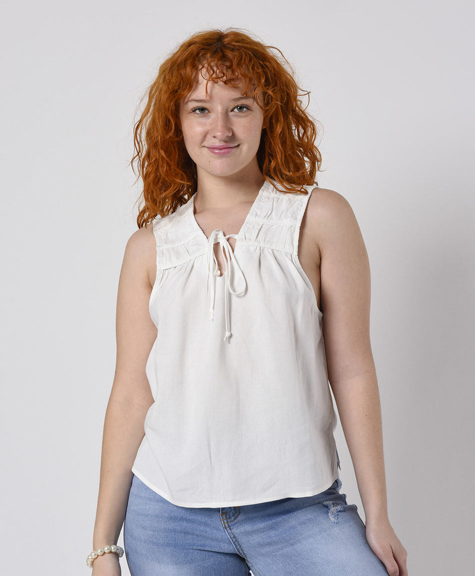 Blusa mujer lino lazo en pecho Blusa mujer lino lazo en pecho