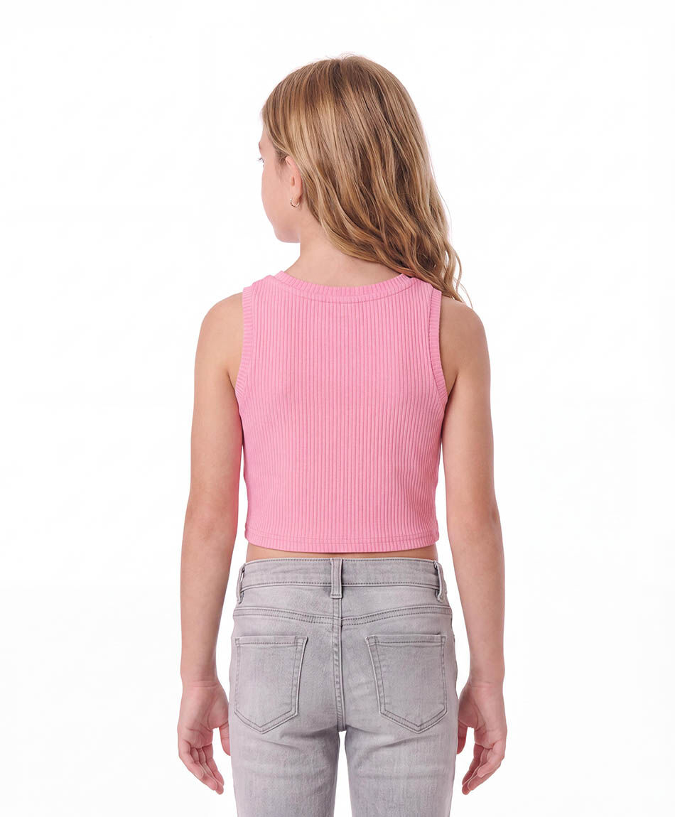 Polera ni&ntilde;a rosada sin mangas