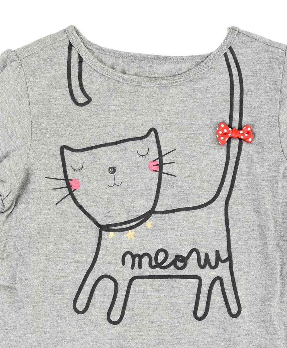 Polera beb&eacute; gatito manga larga