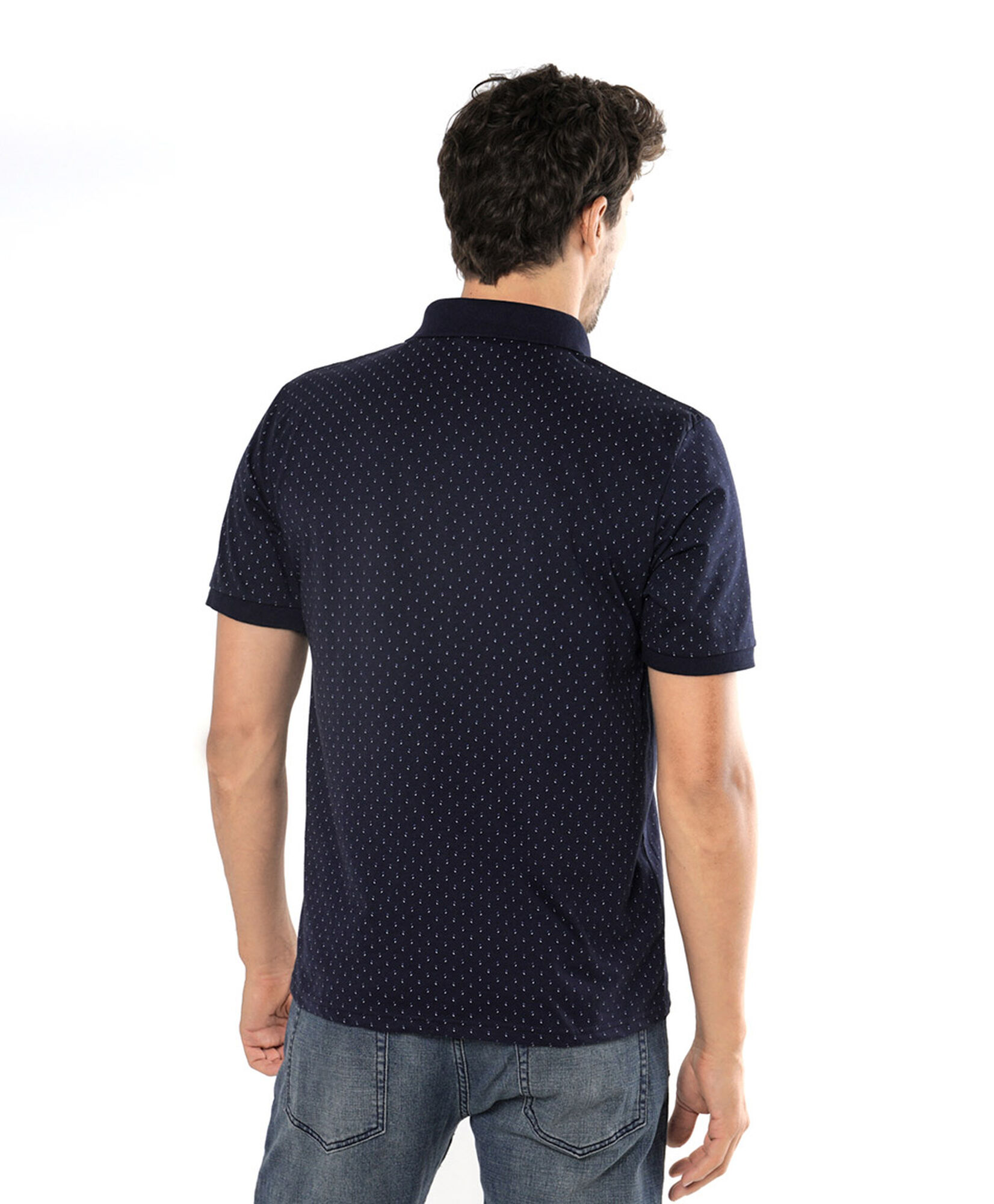 Polera hombre mini print cuello piqué Polera hombre mini print cuello piqué