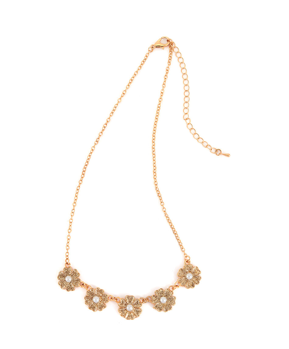 Collar mujer flores y perlas