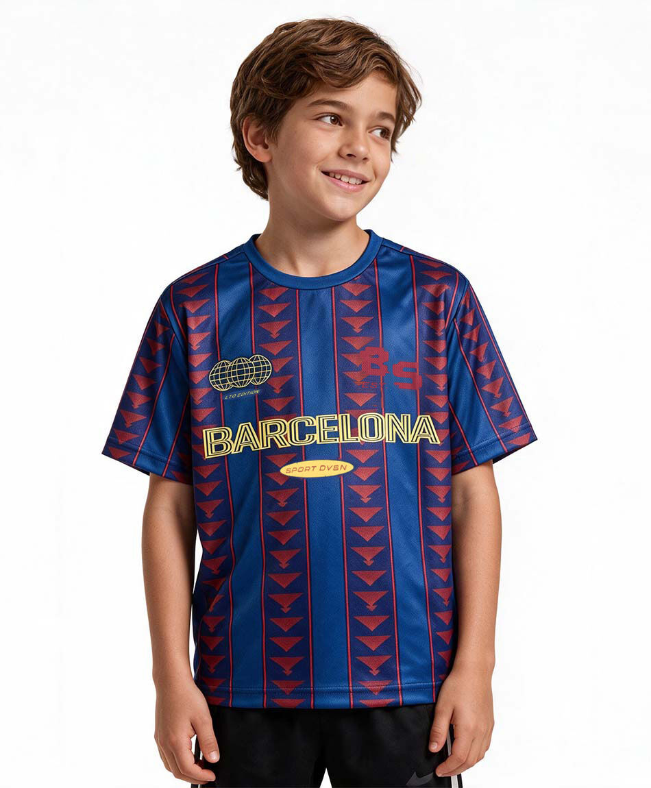 Polera ni&ntilde;o f&uacute;tbol barcelona
