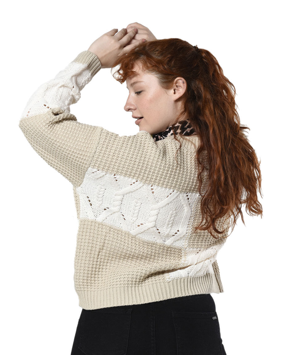 Sweater bicolor cuello redondo