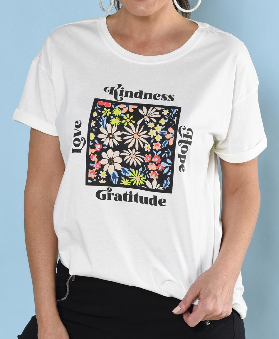 Polera oversize manga corta cuello redondo