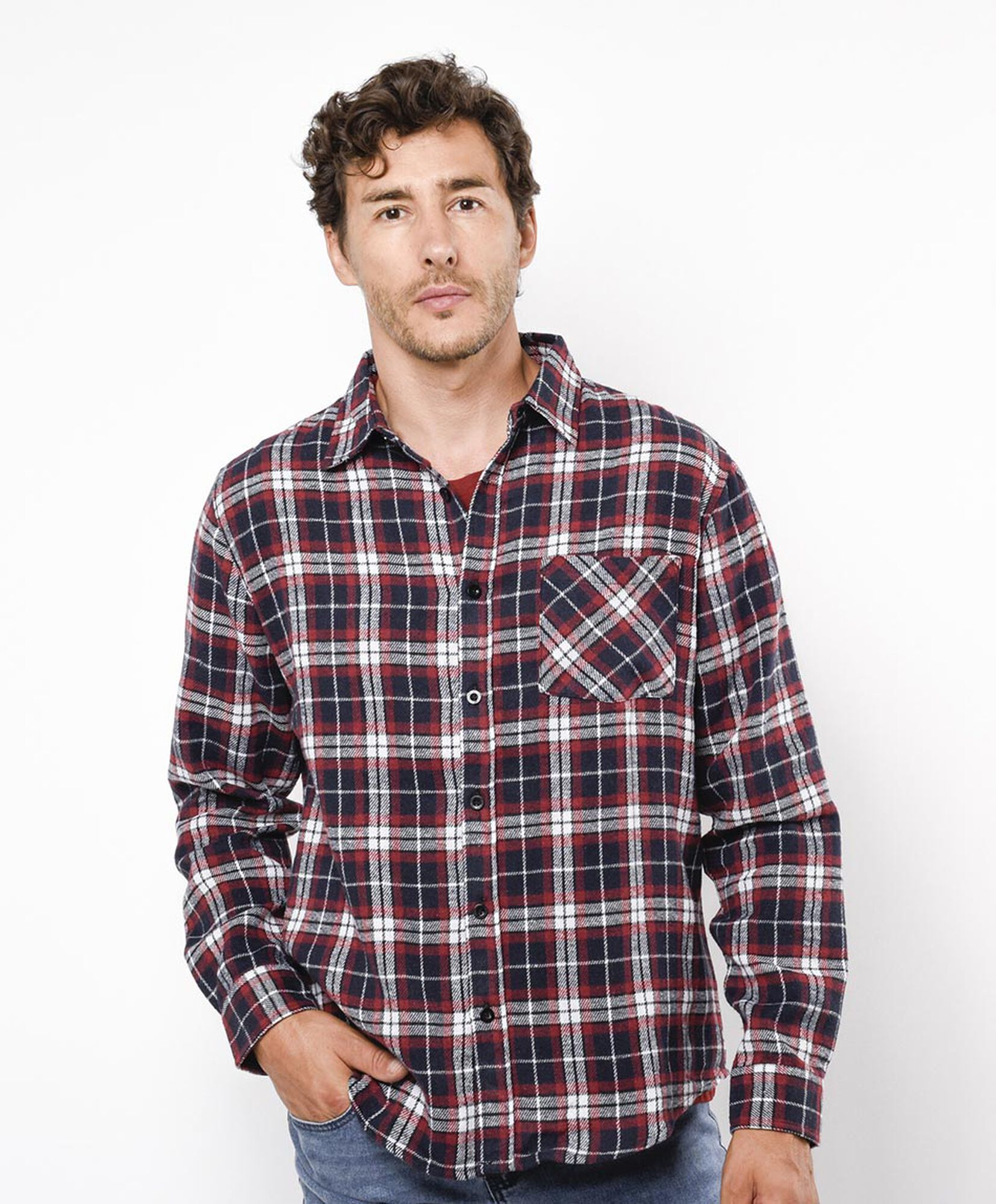 Camisa hombre franela roja y azul Camisa hombre franela roja y azul