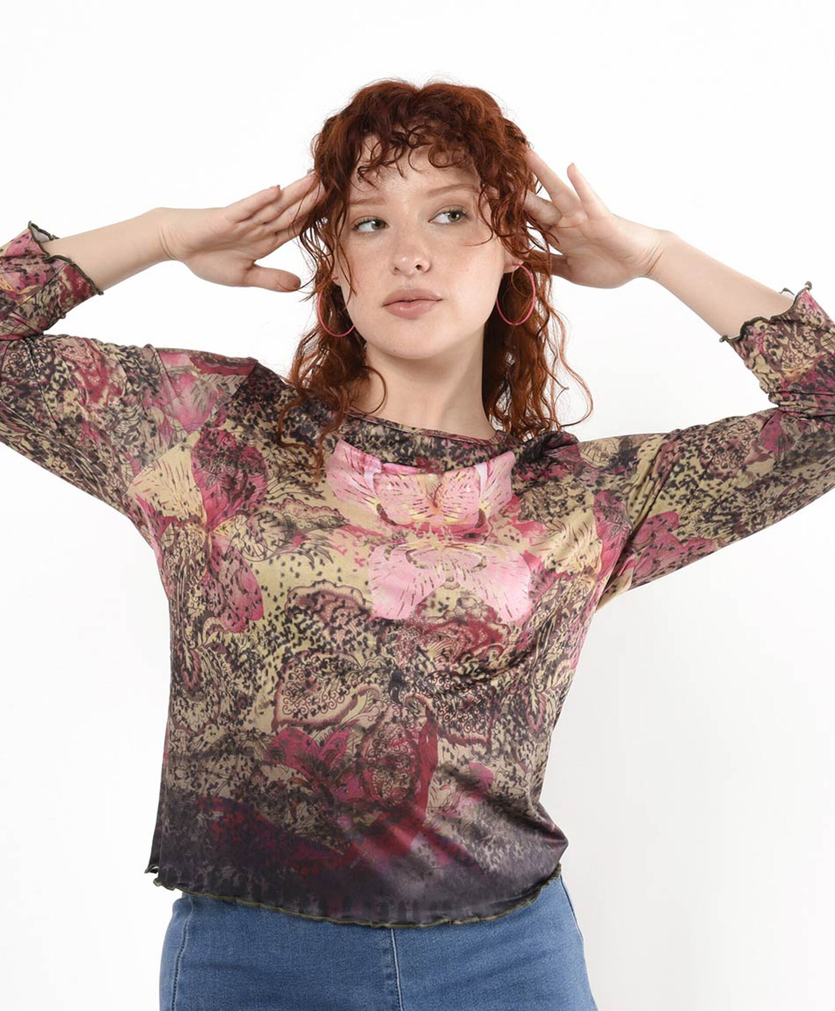 Polera mujer estampada manga larga Polera mujer estampada manga larga