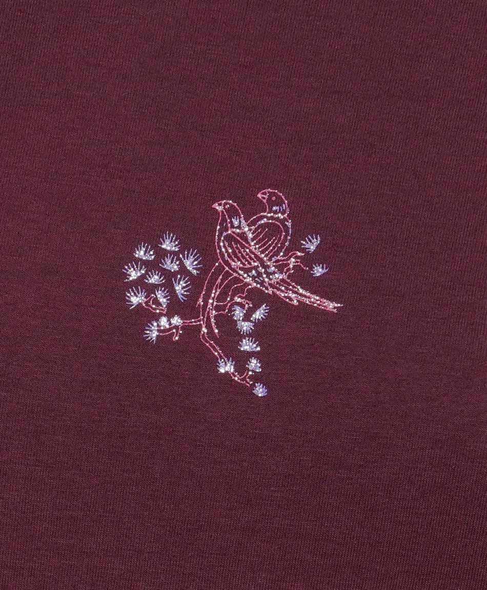 Polera mujer p&aacute;jaros bordados