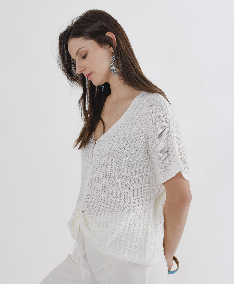 Cardigan mujer lazo frontal manga corta