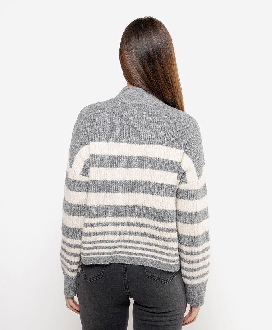 Sweater mujer listado cuello alto