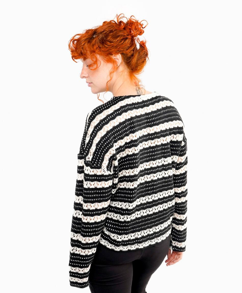 Sweater mujer calado rayas