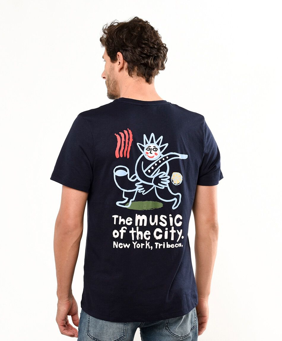 Polera hombre doble estampado music