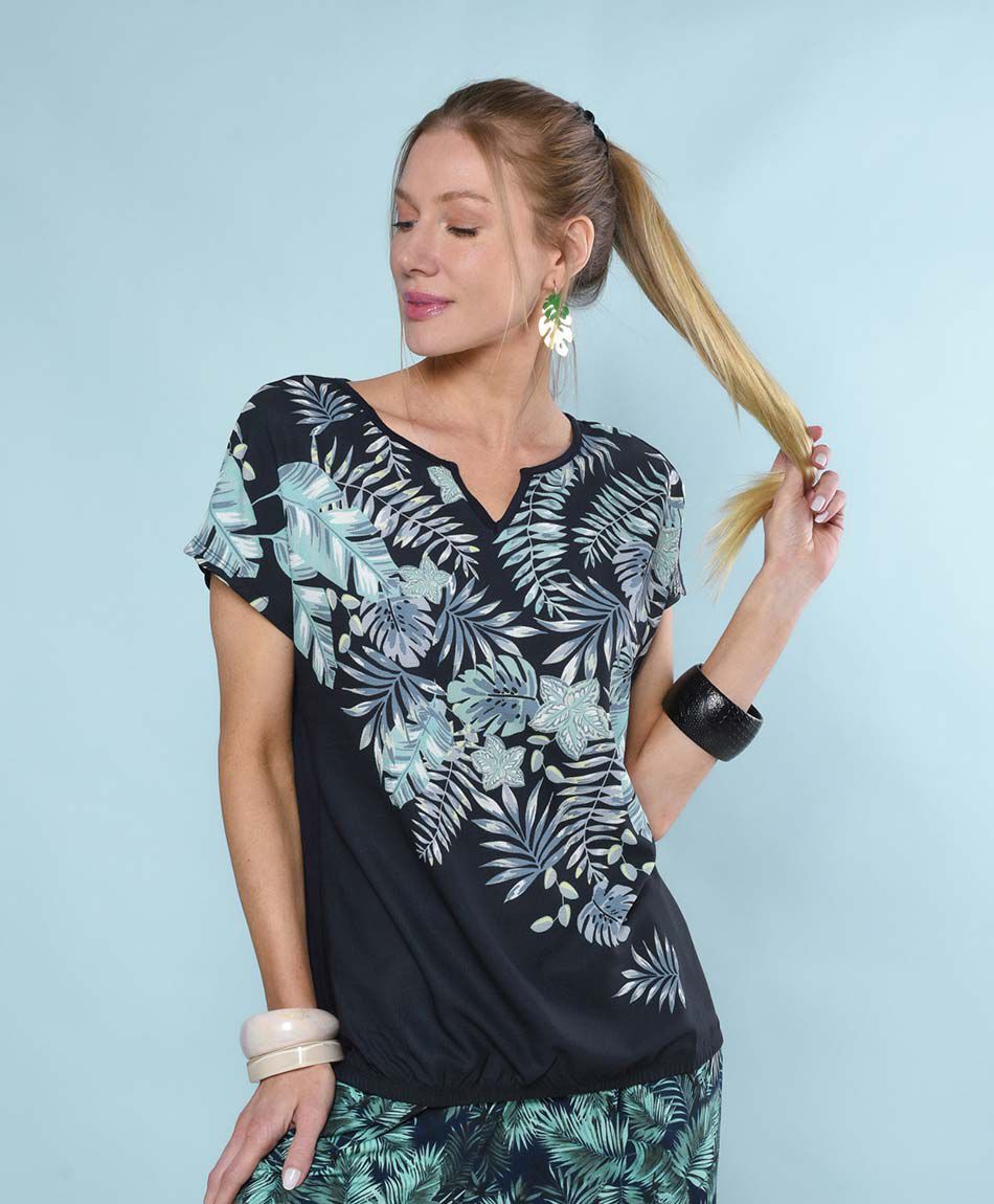 Polera oversize manga corta cuello redondo
