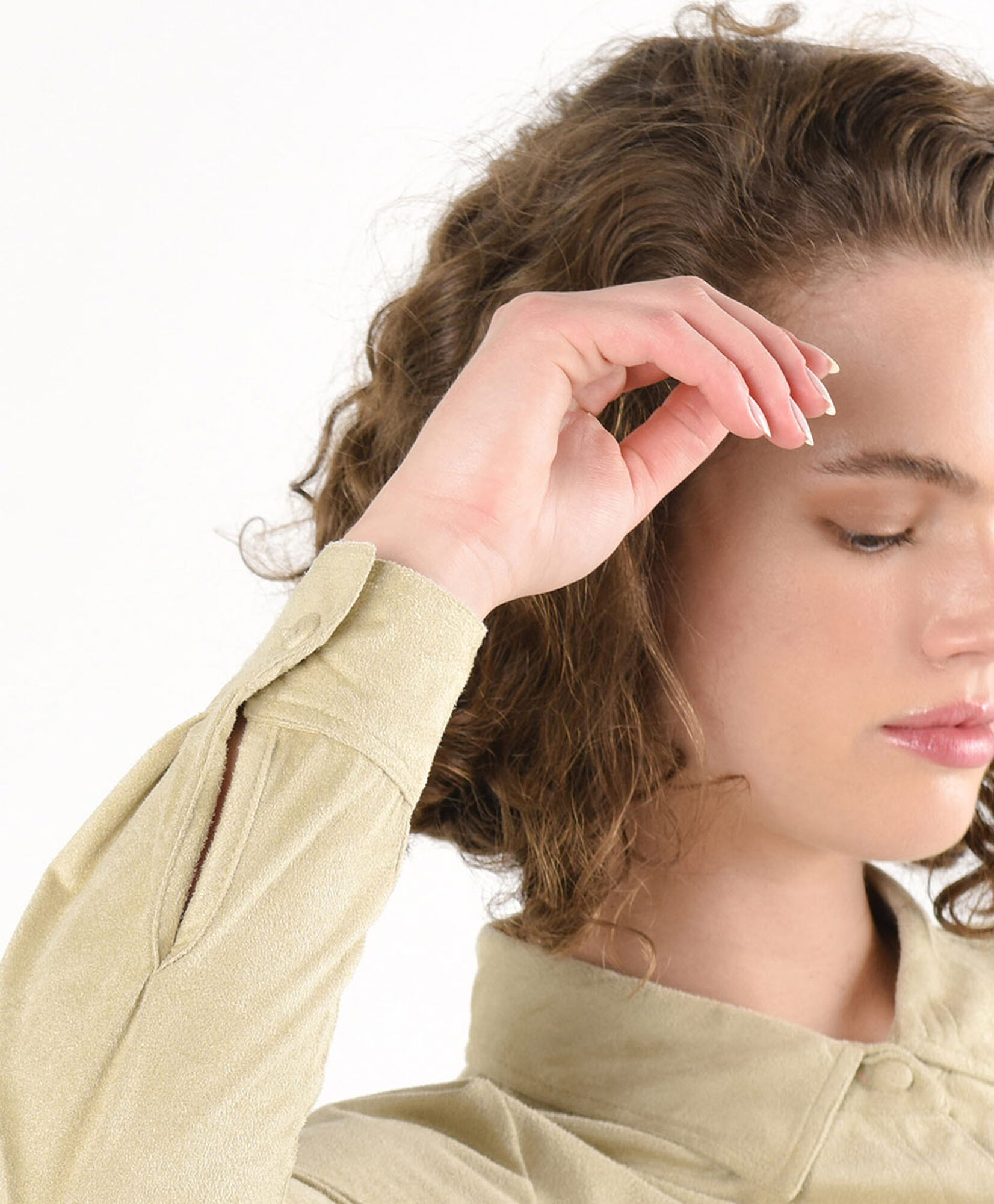 Blusa mujer lisa gamuza beige Blusa mujer lisa gamuza beige