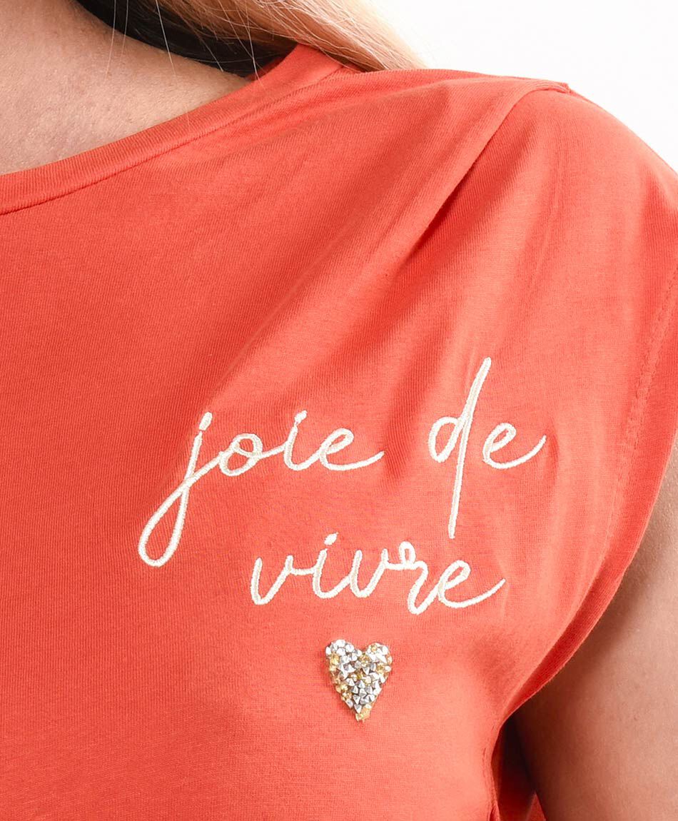 Polera mujer bordado coraz&oacute;n