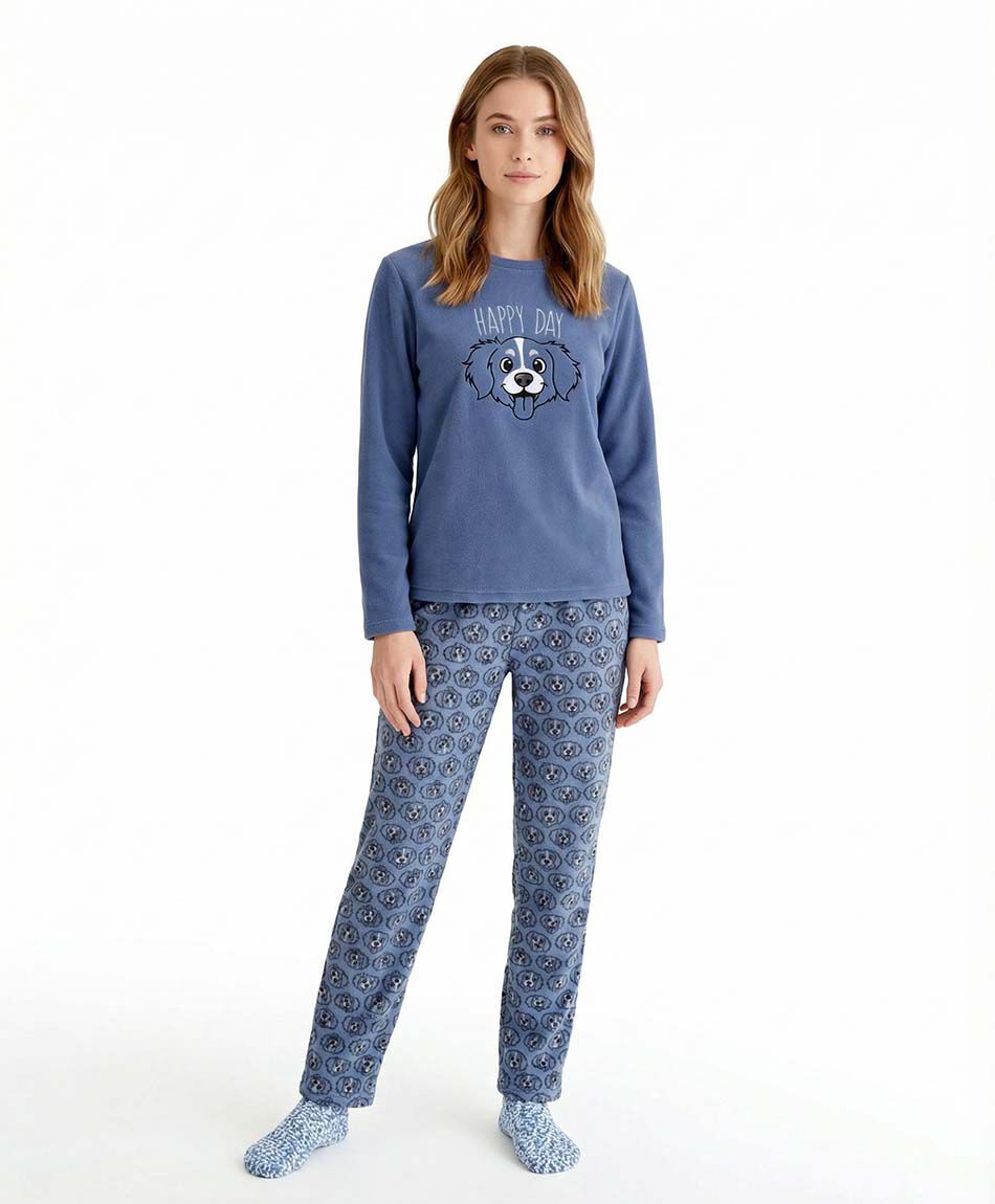 Pack pijama + calcetines mujer polar happy days