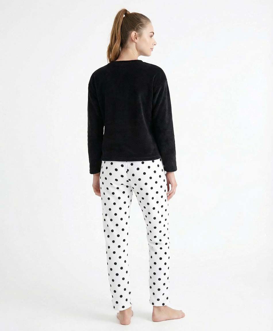 Pijama mujer coral coraz&oacute;n lunares