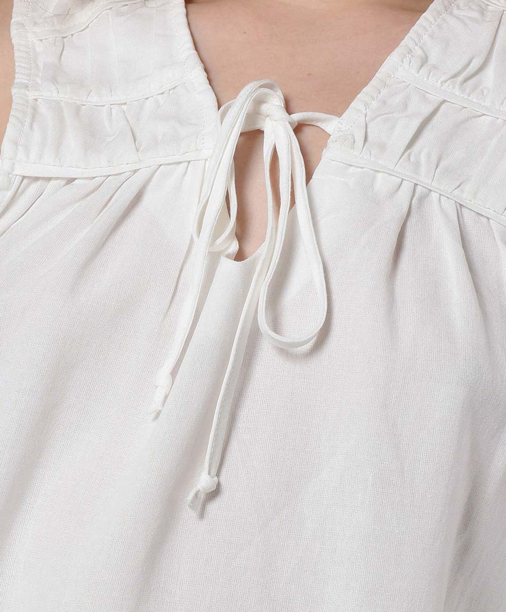 Blusa mujer lino lazo en pecho Blusa mujer lino lazo en pecho