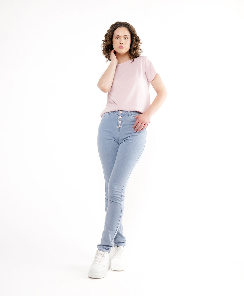 Jeans mujer cinta bordada skinny fit
