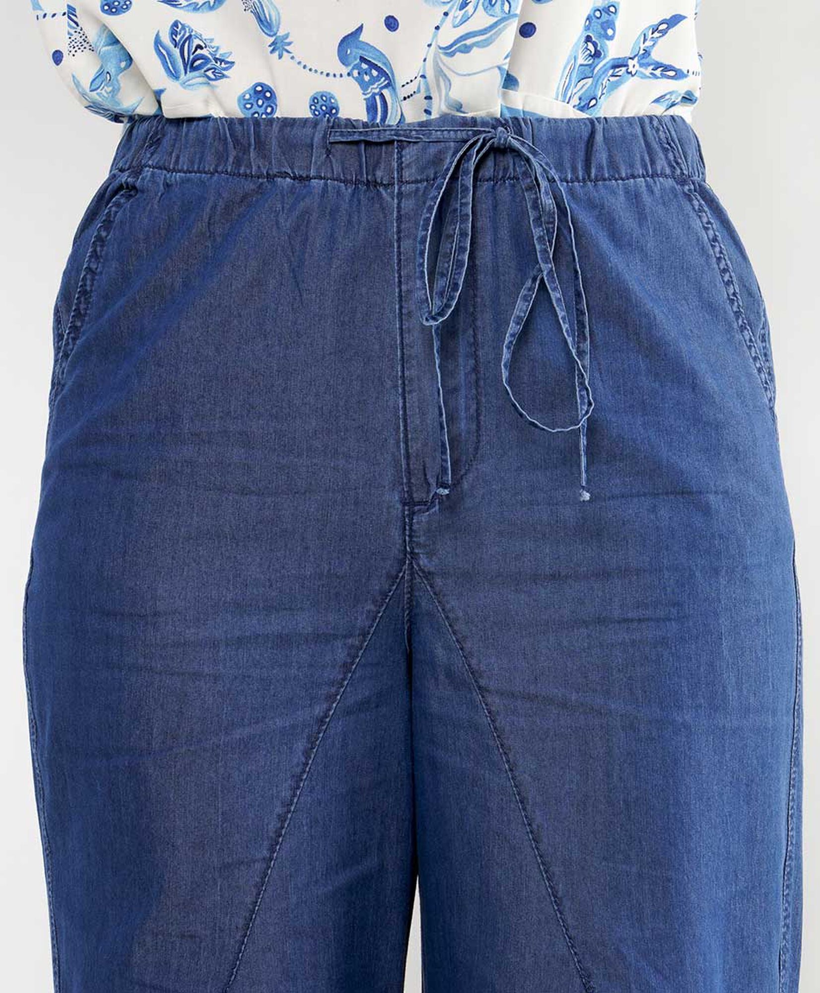 Pantalón mujer denim lazo wide Pantalón mujer denim lazo wide