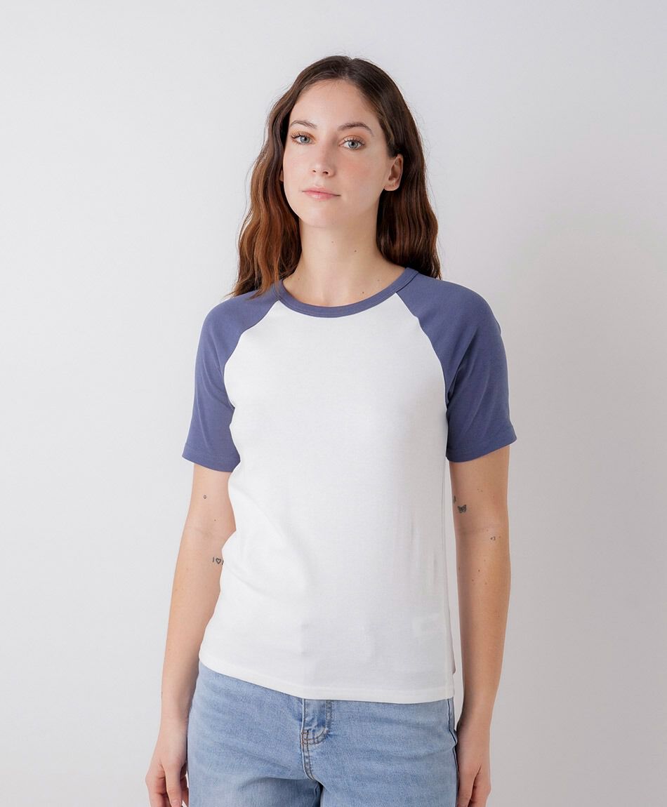 Polera mujer bicolor mix