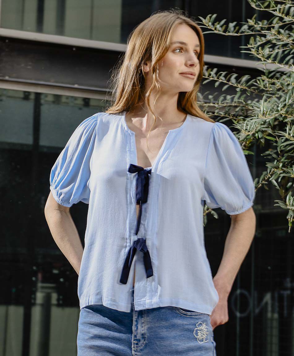 Blusa mujer doble lazo