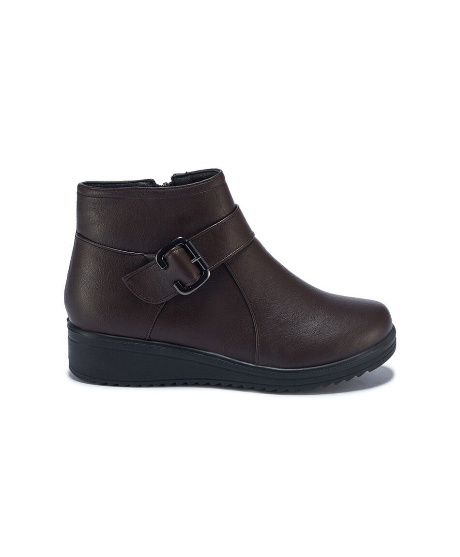 Bot&iacute;n mujer casual hebilla caf&eacute;