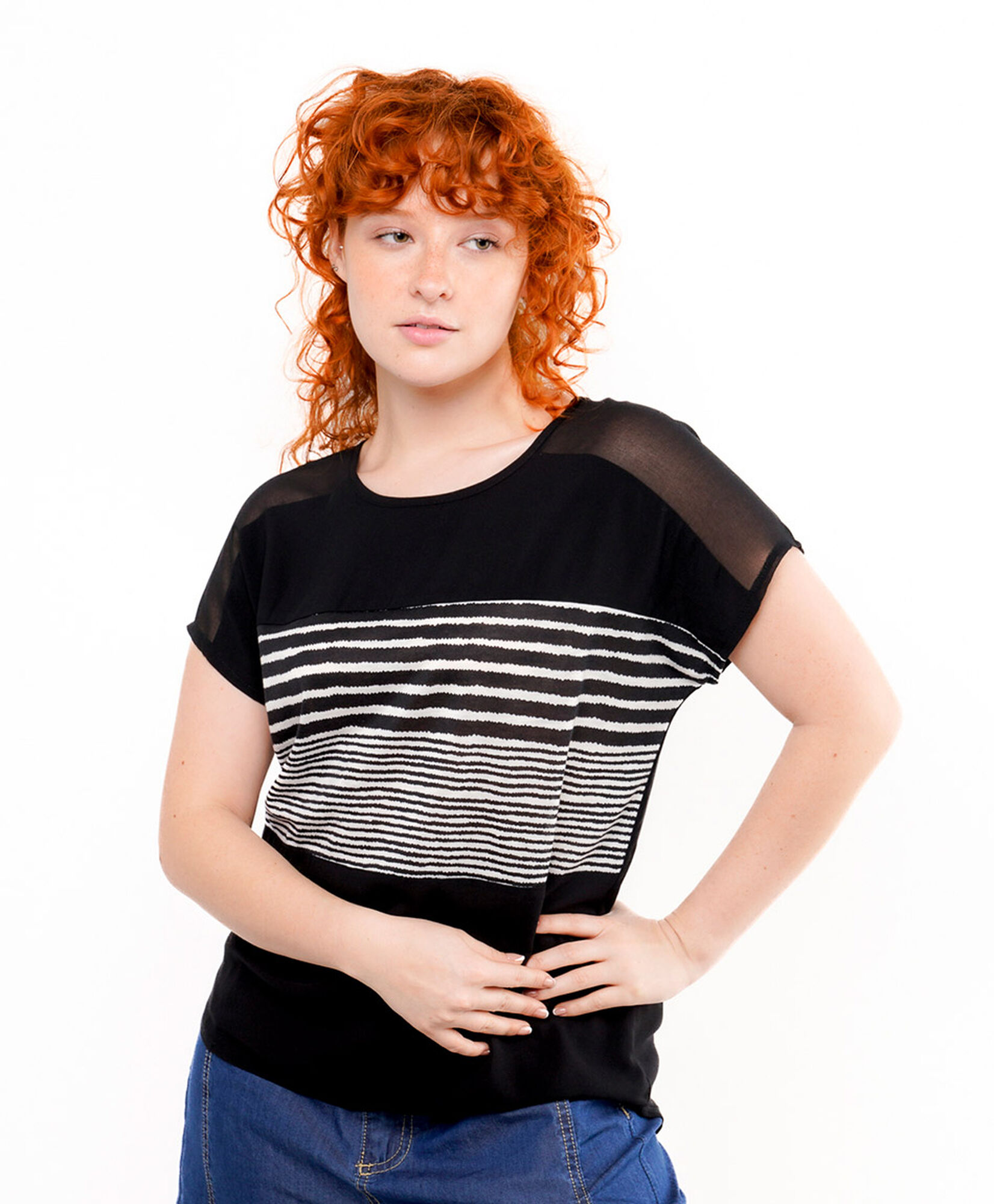 Polera mujer líneas mix Polera mujer líneas mix