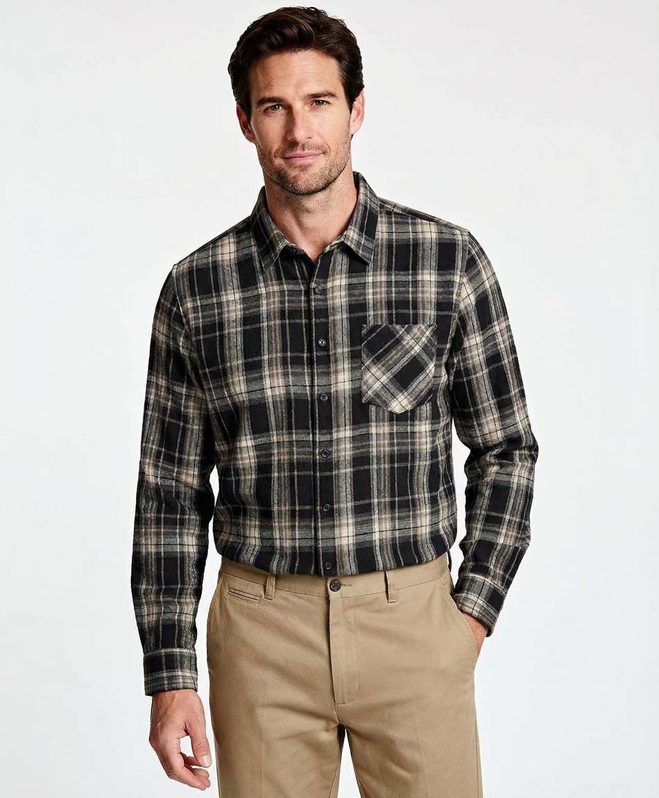Camisa hombre franela black